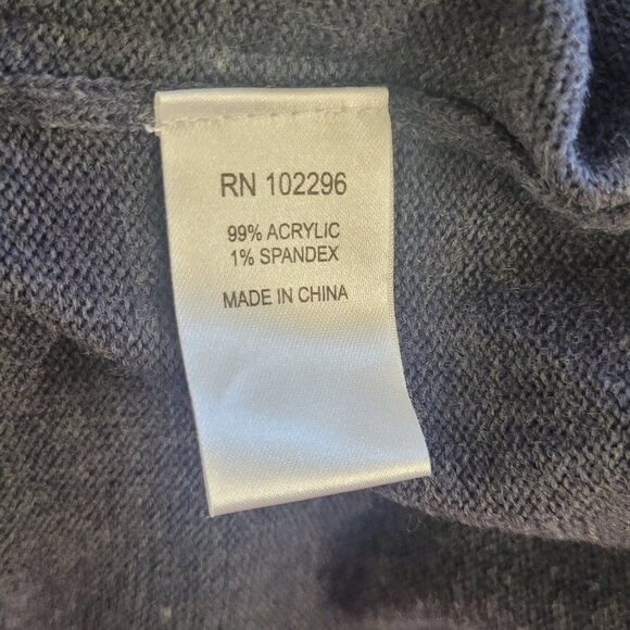 Connected Apparel Women's Charcoal V-Neck Gray Ribbed Knit Sweater Dress Size M - Picture 7 of 8